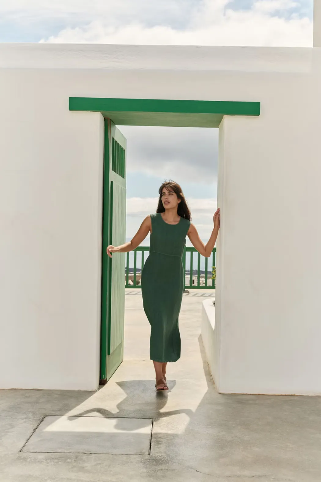 SALE 15% OFF Emerald Linen Midi Dress | Indi & Cold