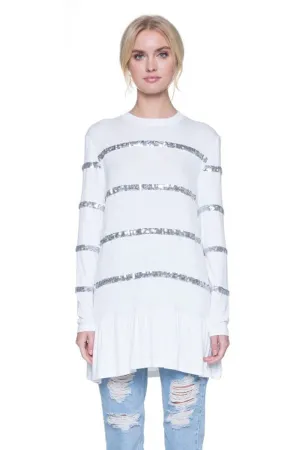 Sequin Trim Top - Off White