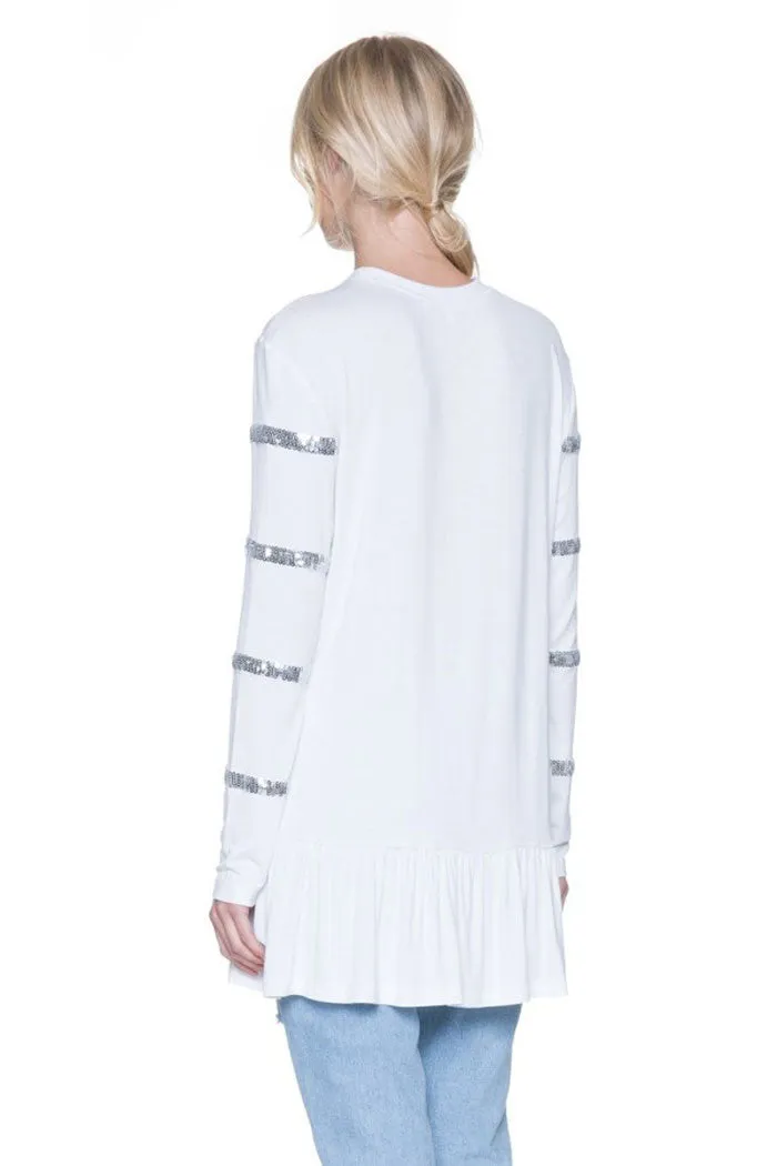 Sequin Trim Top - Off White