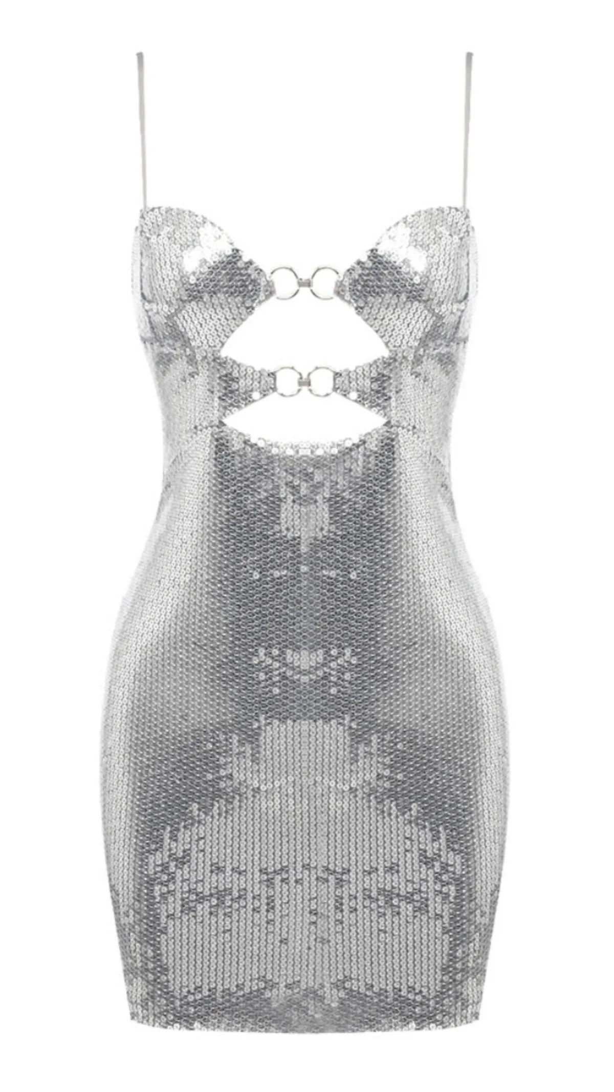 Sequined Cut-Out Mini Cocktail Dress