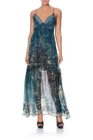 SHOESTRING STRAP GATHERED DRESS INTO THE MYSTIQUE