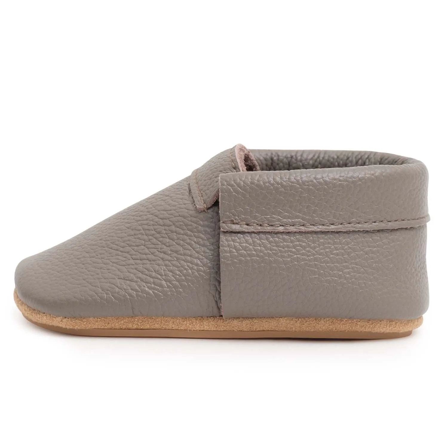 Slate Hard Sole Fringeless Moccasins