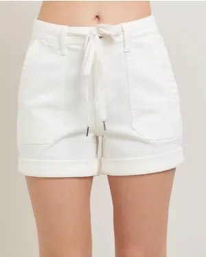 White Jogger Shorts by Judy Blue