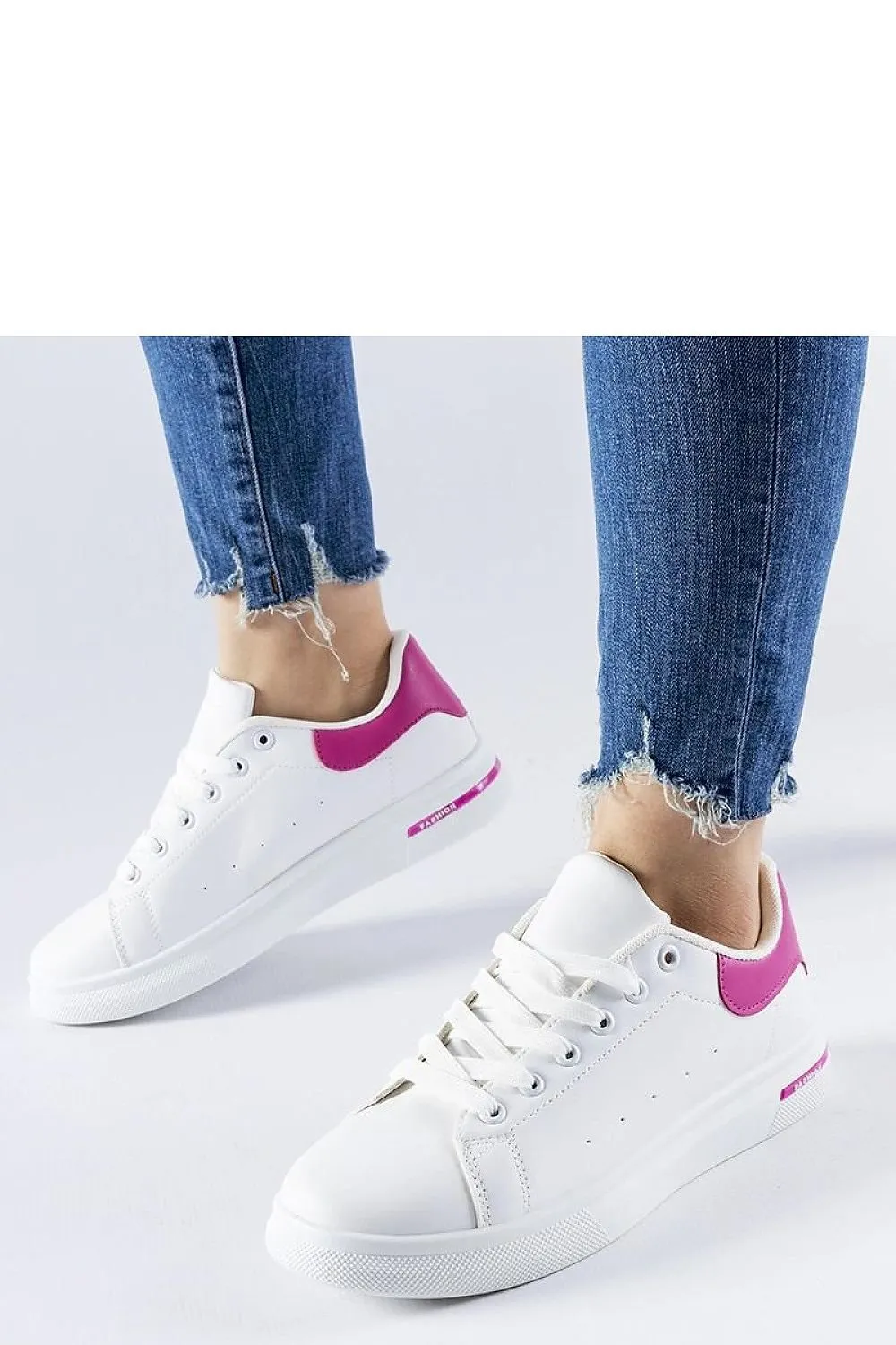 White synthetic stylish sneakers