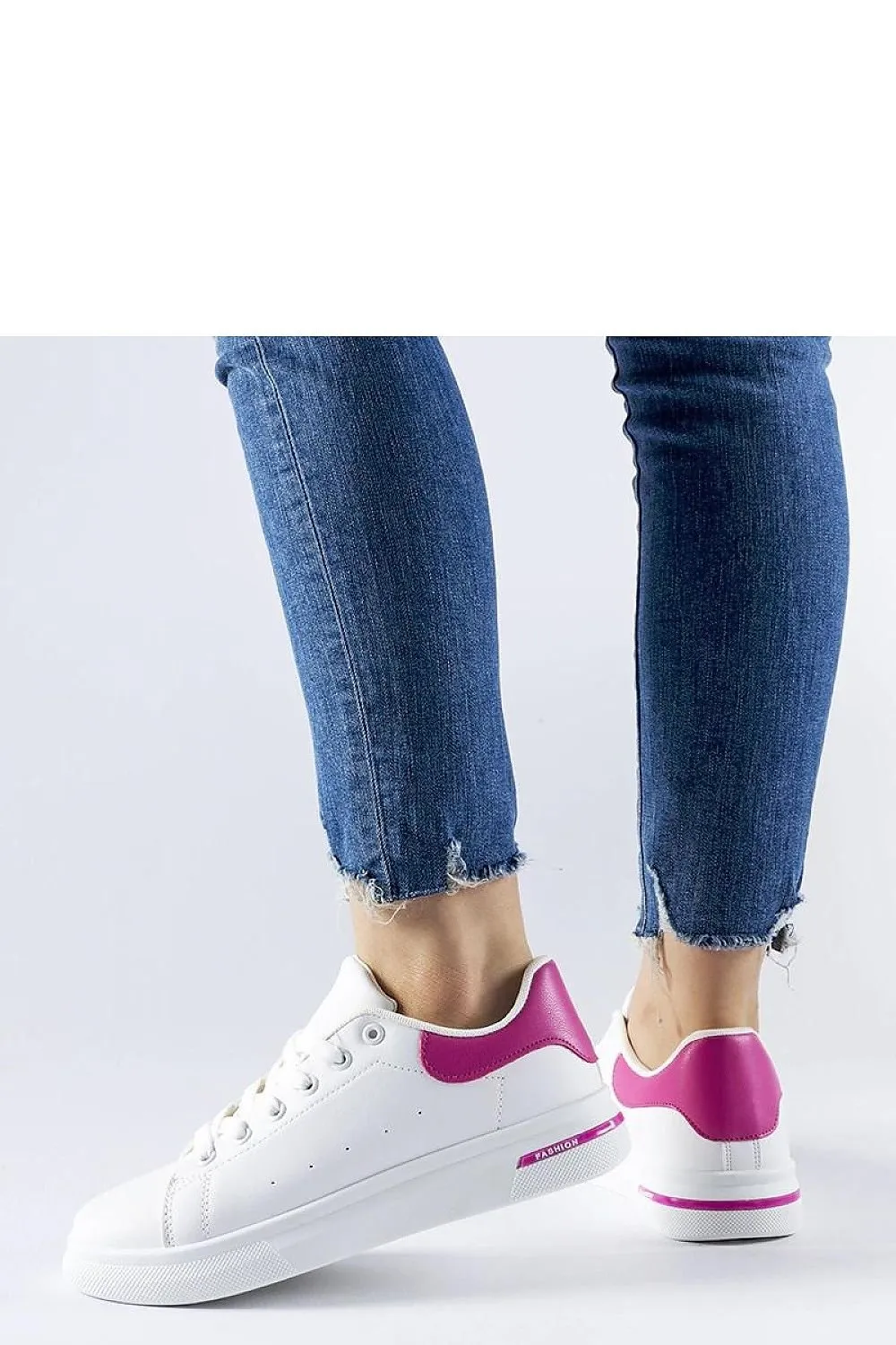 White synthetic stylish sneakers