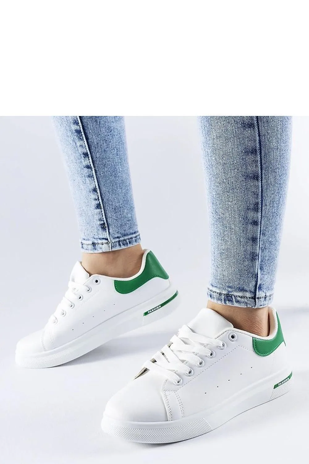 White synthetic stylish sneakers