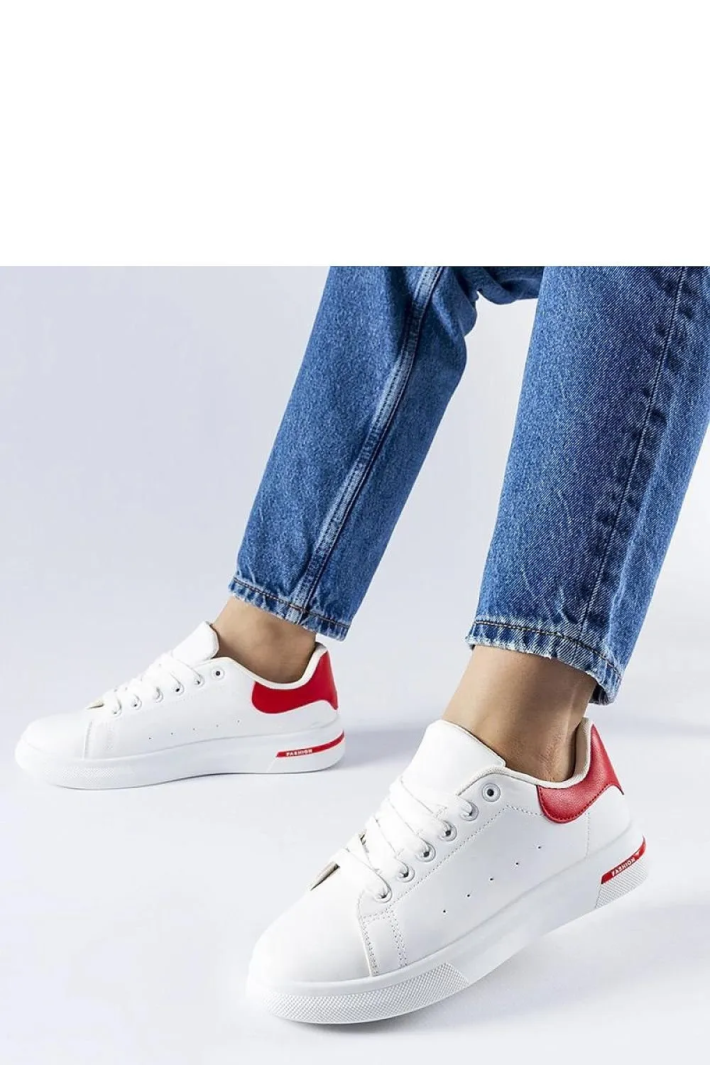 White synthetic stylish sneakers