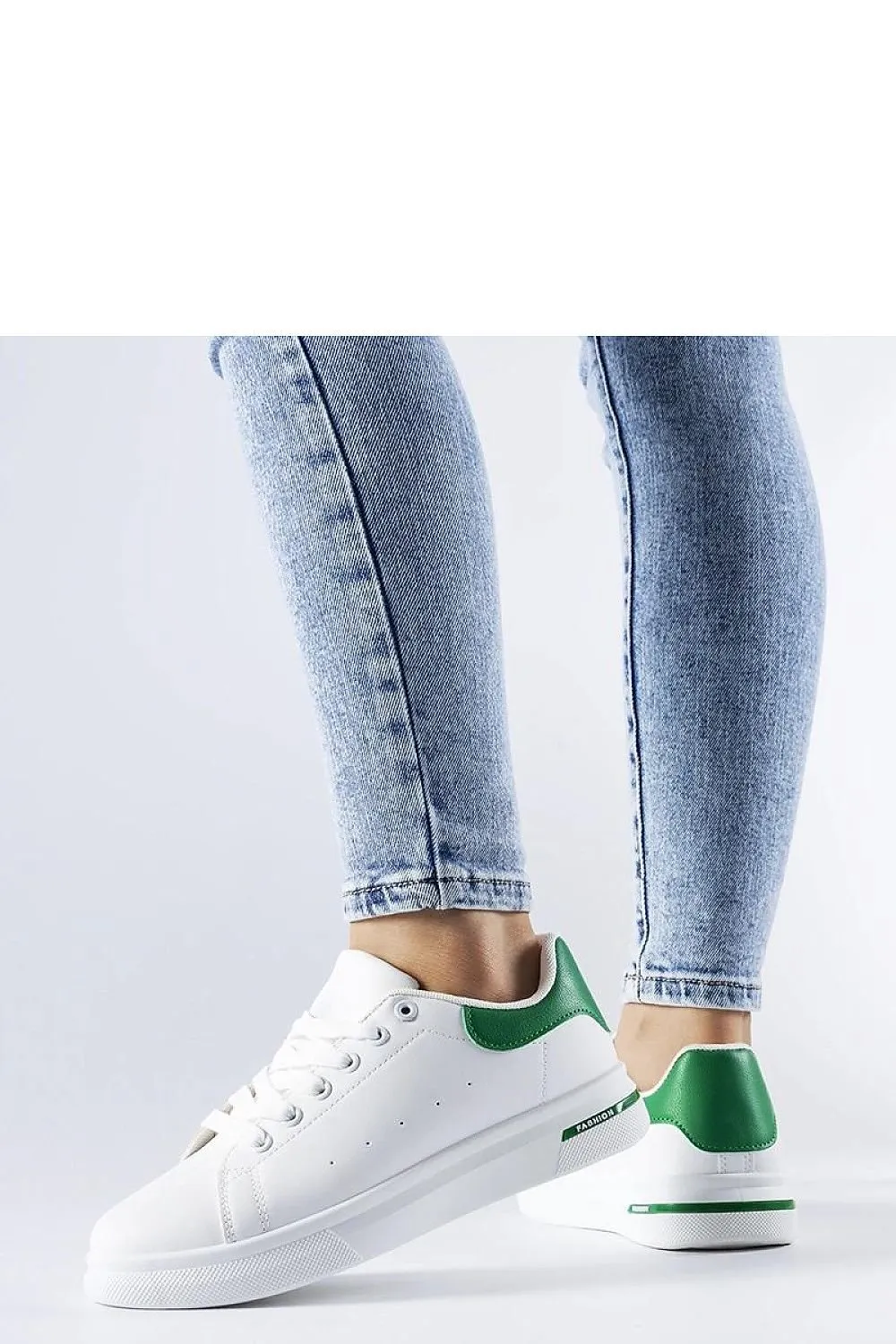 White synthetic stylish sneakers