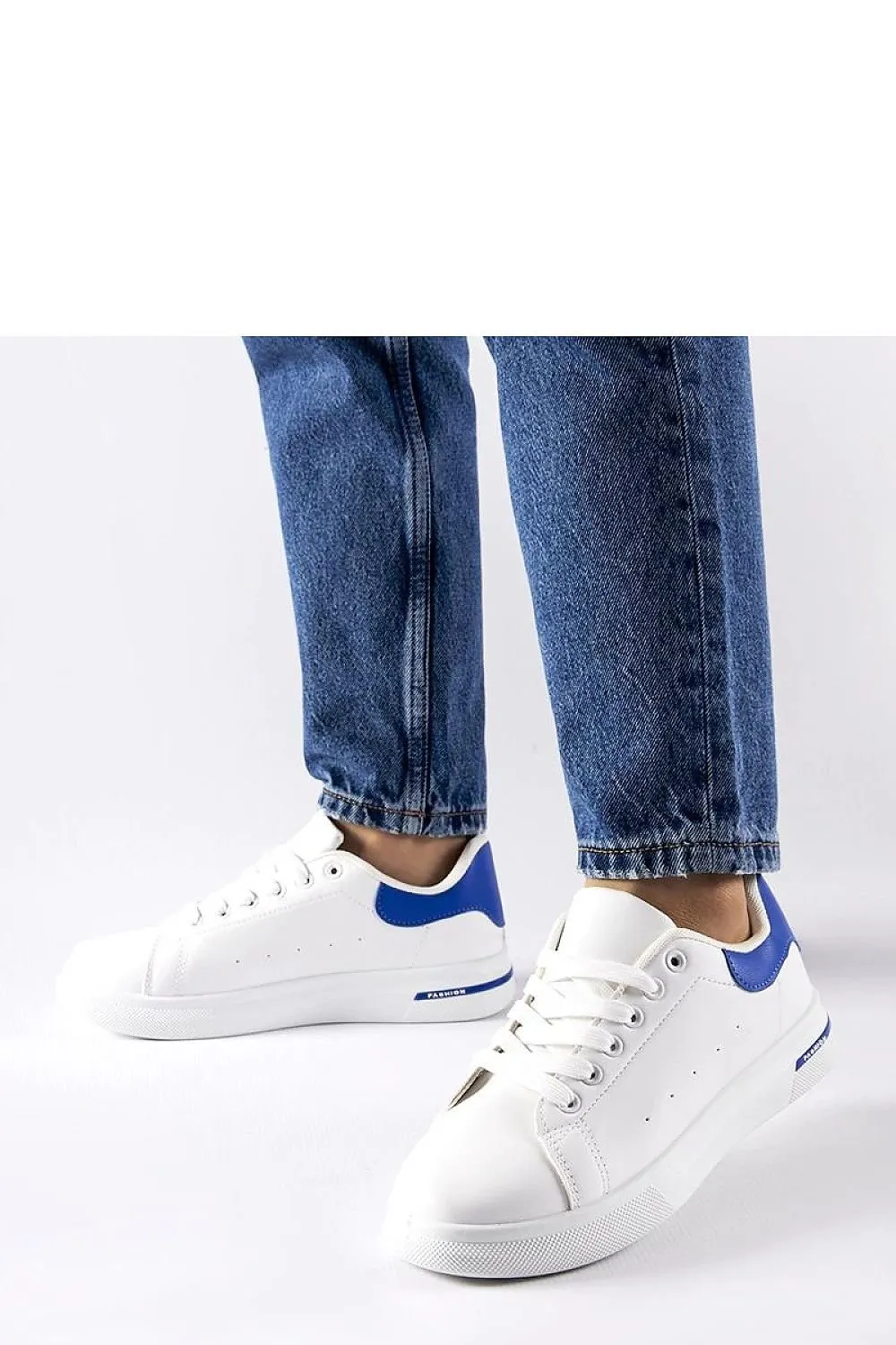 White synthetic stylish sneakers