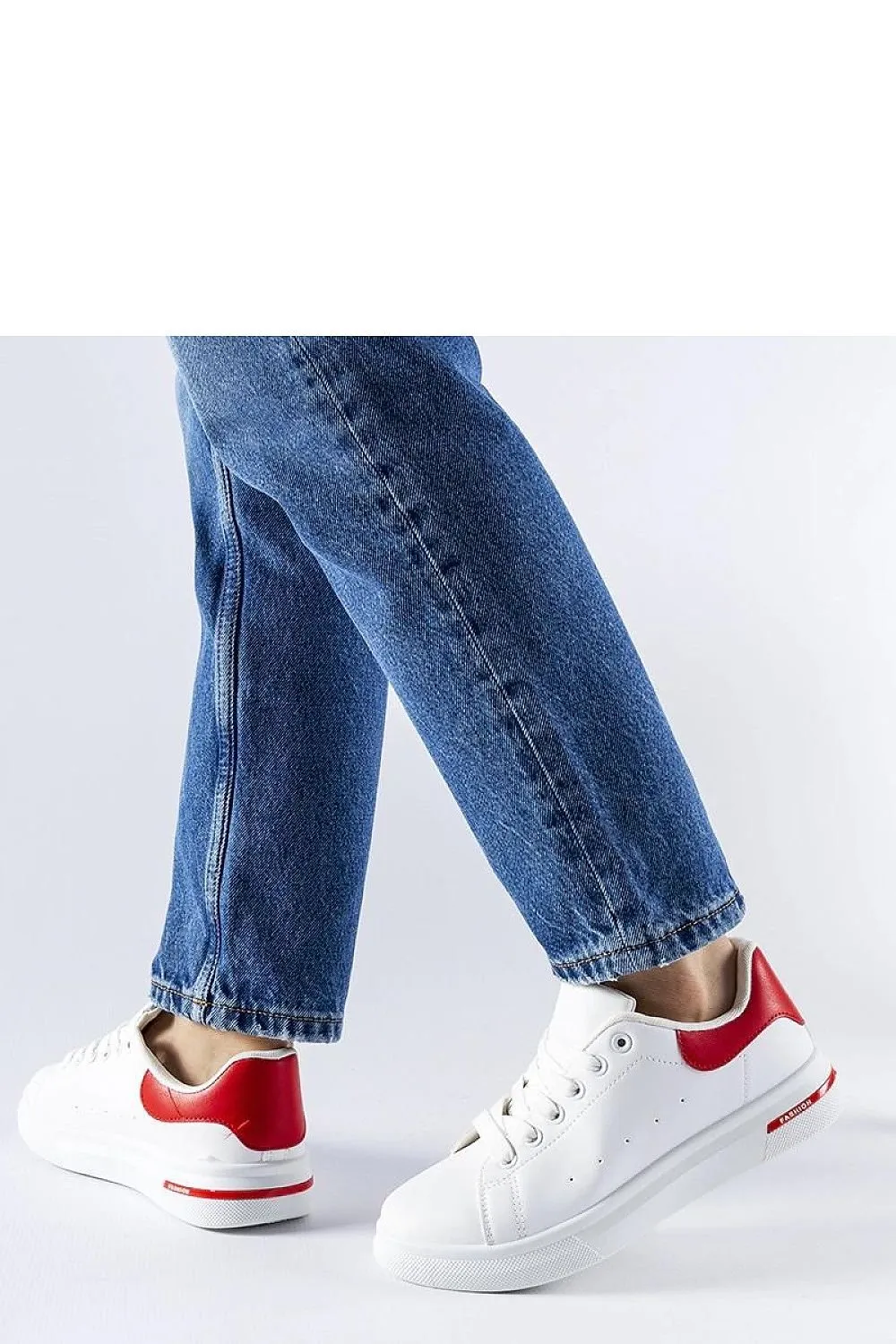 White synthetic stylish sneakers
