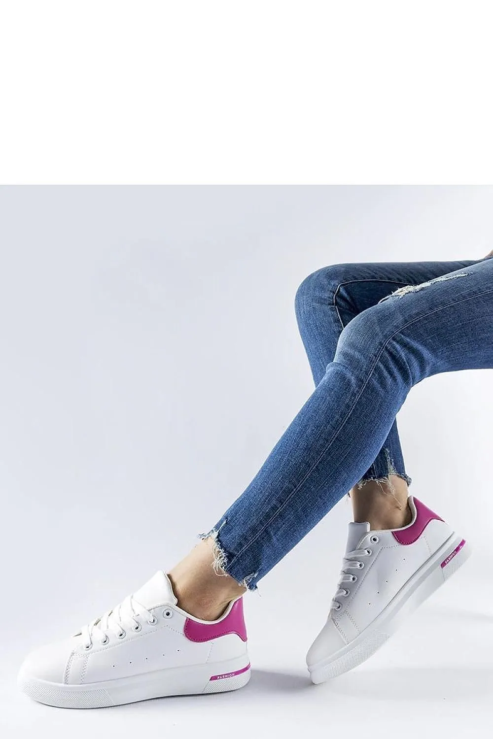 White synthetic stylish sneakers