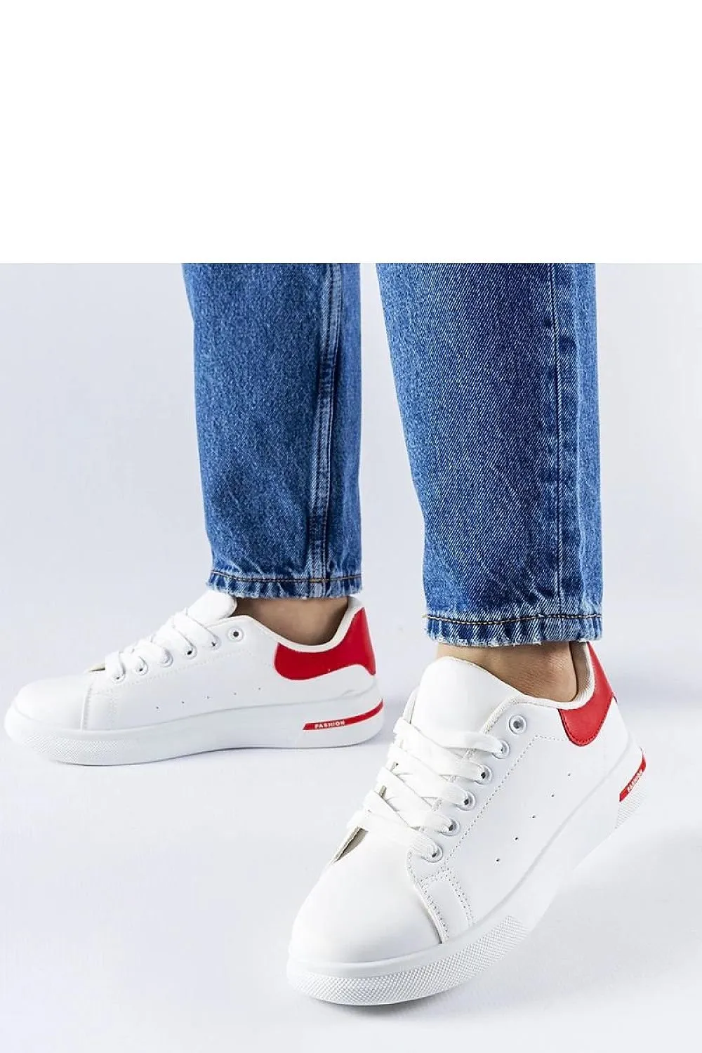 White synthetic stylish sneakers