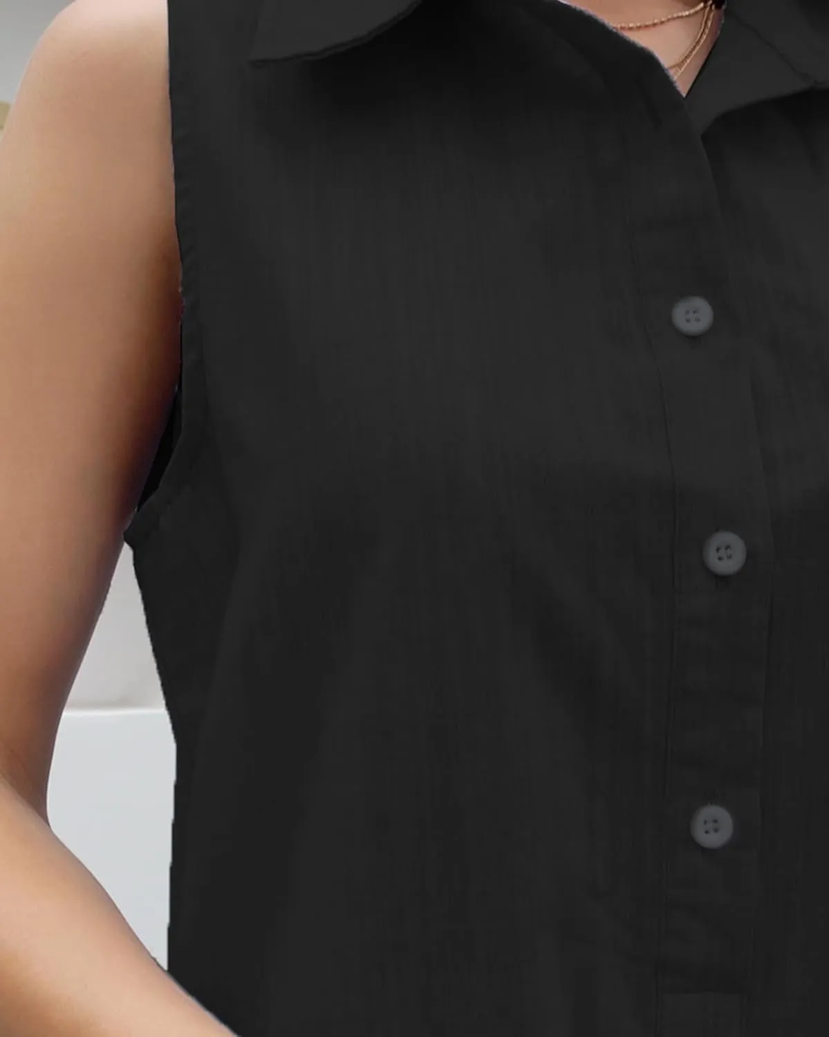 Womens Sleeveless Shirt Dress Ruffle Hem Cotton Tunic Tank Dress Button Up Swing Shift Mini Dresses